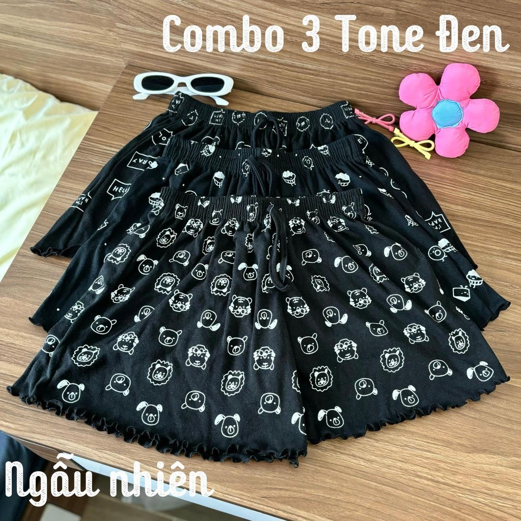 Combo 3 quần đùi cotton Ngẫu Nhiên chất mát, quần ngủ nữ chất cotton mềm mại, họa tiết dễ thương | BigBuy360 - bigbuy360.vn
