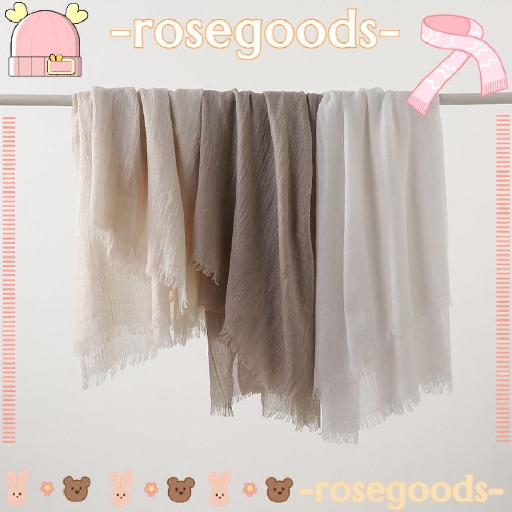 Khăn ROSE, Khăn choàng màu trơn chống nắng, Vải lanh Cotton mềm mại mù