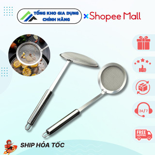 Dụng cụ vớt bọt, lọc dầu, vớt đồ chiên rán bằng thép không gỉ, inox 304 - Muôi Hớt Bọt, Dầu Thừa, Váng Mỡ Inox Đáy Phẳng