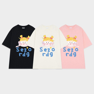 SELVZE Áo thun cổ tròn cotton nguyên chất in hình cá tính cổ điển dành cho nữ dễ thương dáng rộng giản dị áo thun ngắn tay