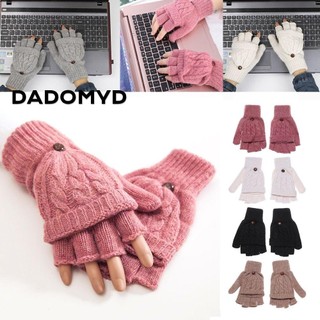 DADOMYD Găng tay nửa ngón tay Găng tay len mềm dệt kim nhiệt