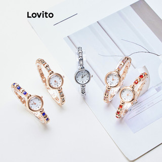  Đồng hồ thạch anh nữ Lovito Đồng hồ đeo tay hình trái tim thanh lịch bằng kim cương giả sang trọng nhẹ thời trang dành cho LFA78162