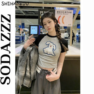 SHIHANROU áo croptop áo thun nữ baby tee phổ biến Casual Đơn giản hàn quốc WCS24404BQ 14Z240403