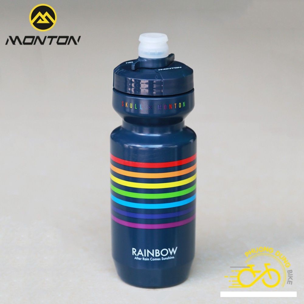 Bình nước xe đạp MONTON Skull Rainbow 620ml