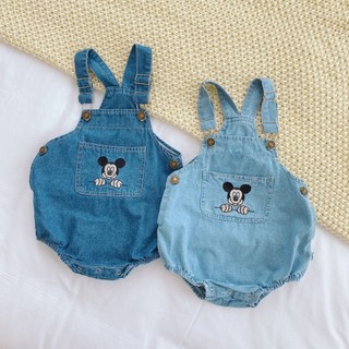 Bé Gái Bé Trai Cratton Denim Suspender Body Sơ Sinh Dễ Thương Mùa Hè Áo liền quần Body Bé One Piece