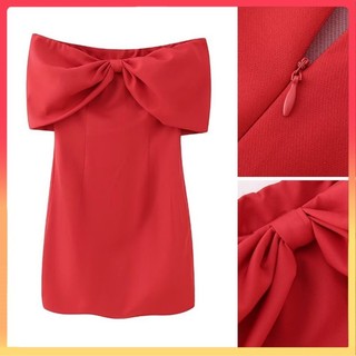 Zara Phong Cách Mới Nơ Trang Trí Ôm Ống Top Váy Ngắn
