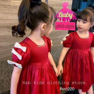  Đầm Van cho bé gái, cổ đính hạt ,tay đính nơ,vải thoáng mát cho bé Len