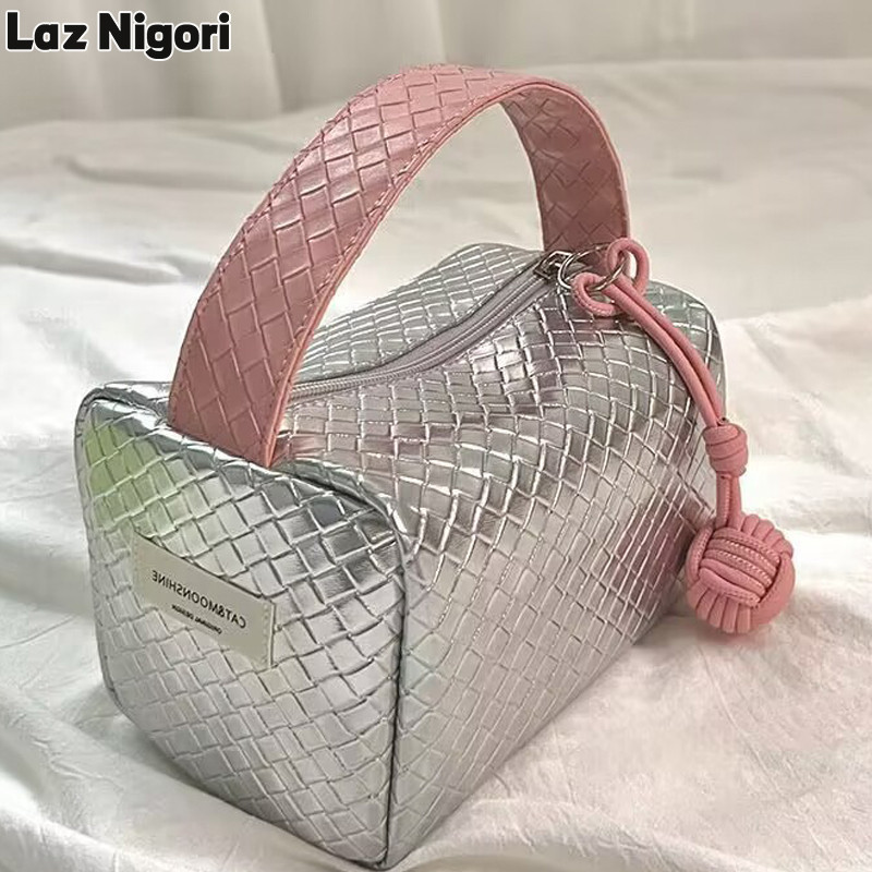 Laz Nigori phiên bản Hàn Quốc của túi trang điểm cầm tay màu bột bạc nguyên bản túi đựng đồ di động