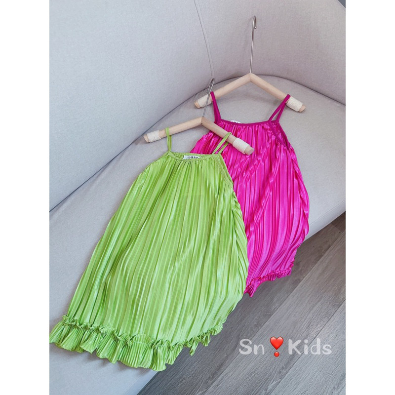 Váy đầm maxi dập ly cho bé gái