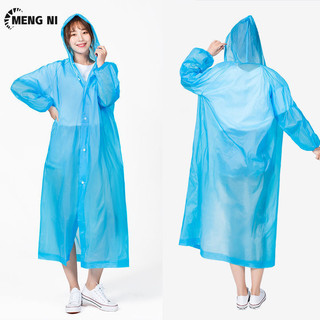 Meng NI Áo mưa tích hợp lâu dài bảo vệ toàn thân mưa bão trong suốt người lớn trẻ em du lịch ngoài trời dày EVA poncho