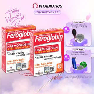 Combo 2 Hộp Viên Uống Bổ Máu Vitabiotics FEROGLOBIN B12 Cung Cấp Sắt Hỗ Trợ Tăng Khả Năng Tạo Máu Hộp 30 Viên