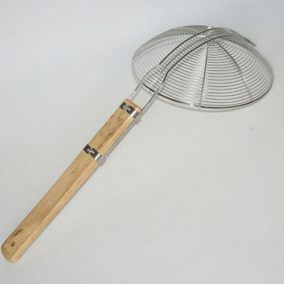 Vợt inox cán gỗ , chao vợt dáo dầu mỡ vợt đồ chiên rán, vợt xương đủ size