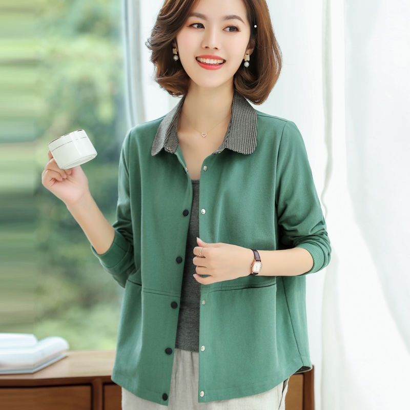 Trung Niên Thường Ngày Mẹ Mỏng Phong Cách Áo Khoác Ngắn 40 Cardigan Mùa Xuân Thu Áo Khoác Nữ Plus Size Nữ Rời