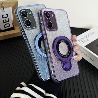 Ốp khung sang trọng REALME 10 4G PRO PRO + Vỏ điện thoại di động mạ điện Vỏ mềm chống rơi viền bao gồm tất cả các cạnh có giá đỡ từ tính bằng kim loại tròn