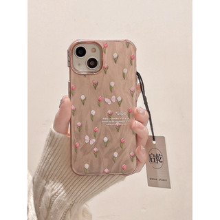 Huiwanju Bướm Tulip Thích Hợp Cho iphone 15 Vỏ Điện Thoại Thích Hợp Cho fpr iphone 14 / 13 Promax Ốp Cứng 12 Cô Gái Trái Tim 11 Hoa Hồng Nghệ Thuật Đám Đông Tranh Sơn Dầu