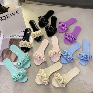 Xiaoxiangfeng Camellia Jelly Sandal Dép Nữ Mặc Ngoài Mùa Hè Phong Cách Mới Đi Biển Giày Nữ Chống Trơn Trượt Flip-dép nữ xỏ ngon