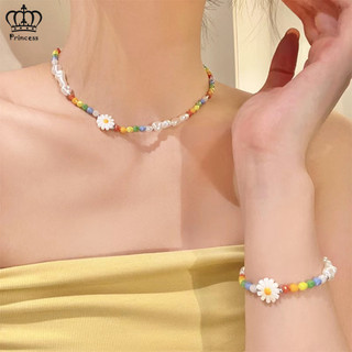 Vòng tay hạt hoa đầy màu sắc dành cho nữ Mùa hè Daisy Chain Choker Bộ phụ kiện trang sức thời trang