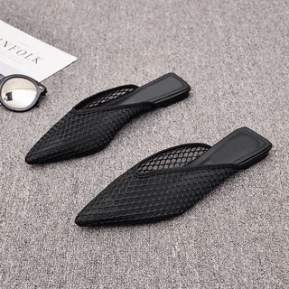 Trạm 2023 phong cách influencer mũi nhọn dép đế bằng ins lười nửa dép cổ tích phong cách baotou mules