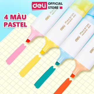 Bút highlight đánh dầu màu macaron Deli - Bút dạ quang đánh dấu nhớ dòng pastel mực đều nhanh khô cho văn phòng học sinh