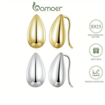 Bamoer Bạc 925 Giọt Nước Có Độ Bóng Cao Bông Tai Trang Sức Thời Trang Quà Tặng Cho Nữ