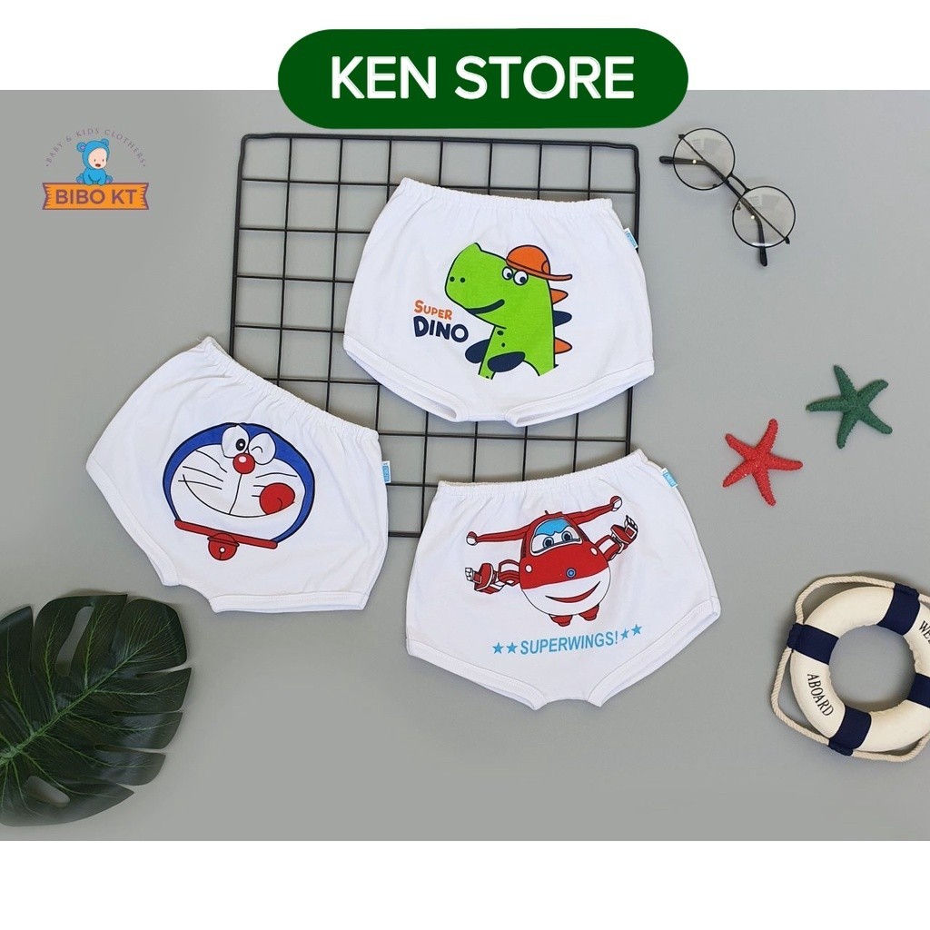 SET 3 Quần đùi viền trắng đáy ngang thun cotton 100% BiBo Kim Thu cho bé (s1-s8) KEN STORE