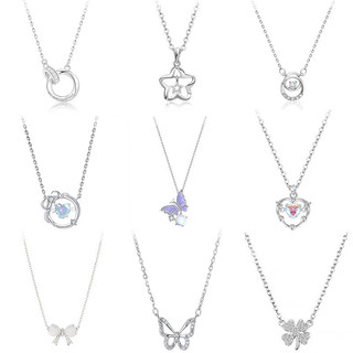 Một loạt các mặt dây chuyền nữ sành điệu Chuỗi xương đòn kim cương xu hướng bạc