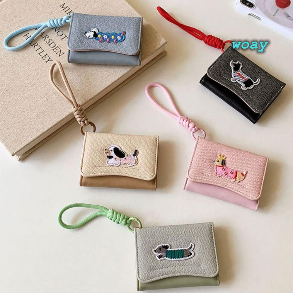 Ví Ngắn WOAY, Ví Đựng Tiền Xu Cho Chó Xúc Xích Hoạt Hình, Dây Treo Thẻ Kawaii Chống Mất Học Sinh
