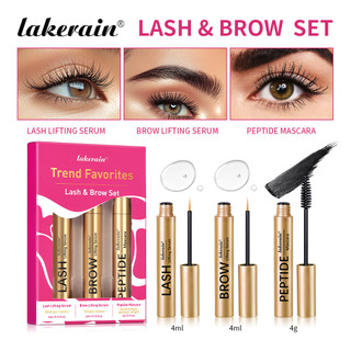 Lakerain Lash & Brow Set Với Mi & Brow Growth Serum Intense Peptide Mascara Ngăn Ngừa Lông Mi Phá Vỡ Giữ Lông Mi Mạnh Mẽ