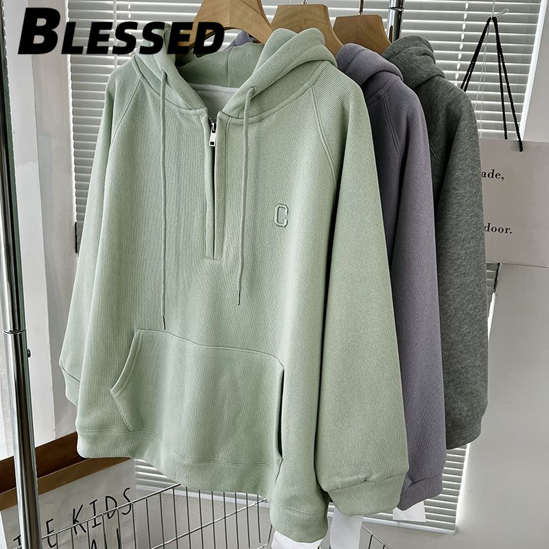 Blessed Áo Khoác hoodie áo khoác nữ zip hoodie trendy casual comfortable cổ xưa WWY2410K87 4Z240122