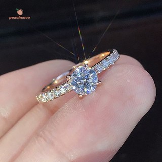 Nhẫn kim cương mô phỏng mạ bạc S925 đơn giản cho nhẫn cưới đính hôn