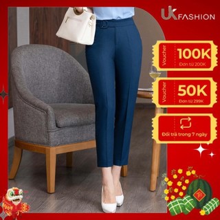 Quần Tây Nữ Công Sở UK Fashion Ống Đứng Cạp Cao Kèm Đai Bọc, Chất Liệu Nhập Hàn Siêu Mềm Mịn, Chống Nhăn Xù NKFQU2103009