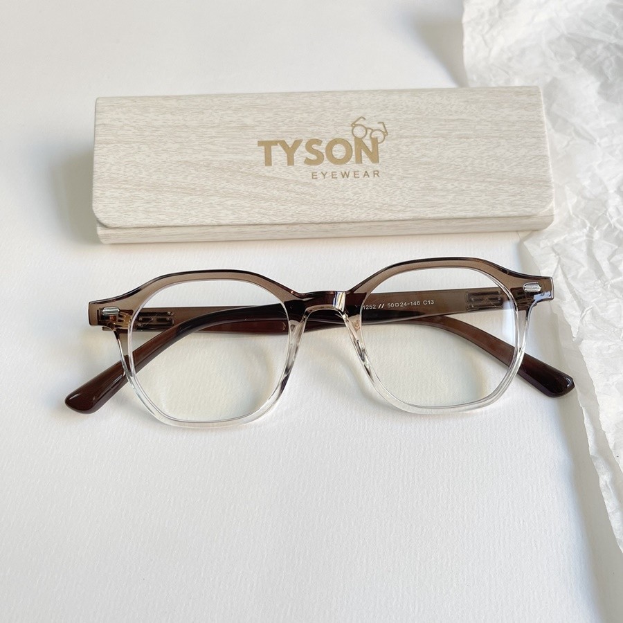 Gọng kính cận nhựa gọng vuông đa giác TYSON kính mắt thời trang nam nữ lắp cận kèm hộp khăn GỌNG KÍN