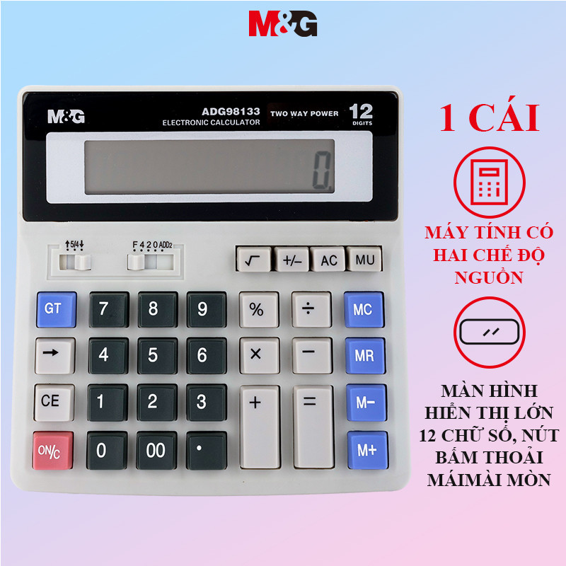 M&G Máy Tính Cầm Tay  Máy tính chìa khóa máy tính công suất kép 12 chữ số Máy tính để bàn màn hình lớn (Thích hợp cho nhân viên tài chính và ngân hàng) Đồ dùng văn phòng Gói đơn ADG98133