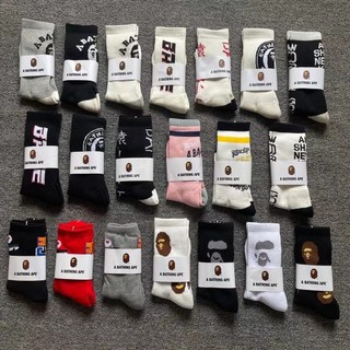 Tất bape khăn đáy thể thao tất nam nữ chống trơn trượt giữa ống tất