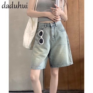 Daduhui New American Ins High Street Retro Denim Shorts Niche High Waist Wide Leg Pants Large Size Hot Pants