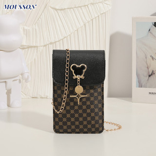 Túi đeo chéo một vai dành cho nữ MOUSSON Túi đeo chéo Mini chuột Mickey Ngôi sao treo túi đựng điện thoại kẻ sọc