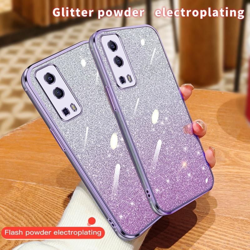 Dành Cho Vivo Y72 Y 72 5G V2041 Ốp Lưng Silicon Mềm Viền Mạ Bling TPU Ốp lưng