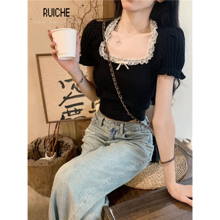 RUICHE áo phông áo thun nữ croptop baby tee Xu hướng hàn quốc Vintage Comfortable WCS24308ER 11Z240311