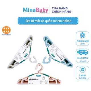 Set 10 móc quần áo trẻ em Hokori nhựa cao cấp Việt Nhật Mina Kho Sỉ Mẹ Và Bé