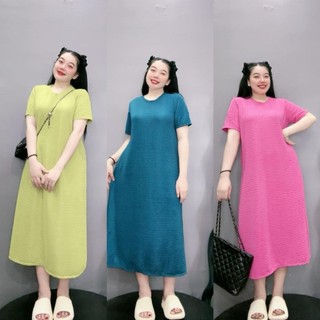 Đầm suông NHỎ CLOTHING bigsize nữ dáng dài ngắn tay cổ tròn form rộng che khuyết điểm chất xốp nhật mềm mịn G657