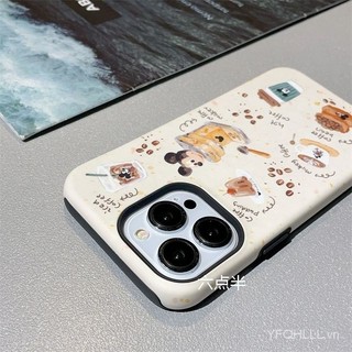 Hoạt Hình Hoạt Hình Cà Phê Mickey Thích Hợp Cho iPhone15 Vỏ Điện Thoại iphone14promax Mờ 12 / 13 / 11 / XS / XR / X Vỏ Phim 3QRS