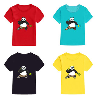 Dingyuan KUNG FU PANDA 4 Áo thun trẻ em Áo thun ngắn tay dáng rộng Unisex Thanh thiếu niên Tee Top