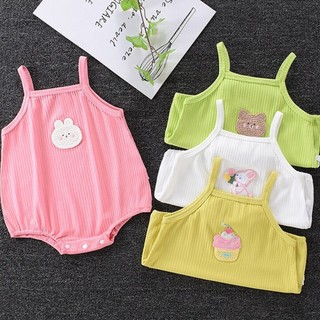 Body chip 2 dây vải tăm lạnh cho bé gái Bodysuit Jumpsuit Áo liền quần hai dây THỎ GẤU SLH184