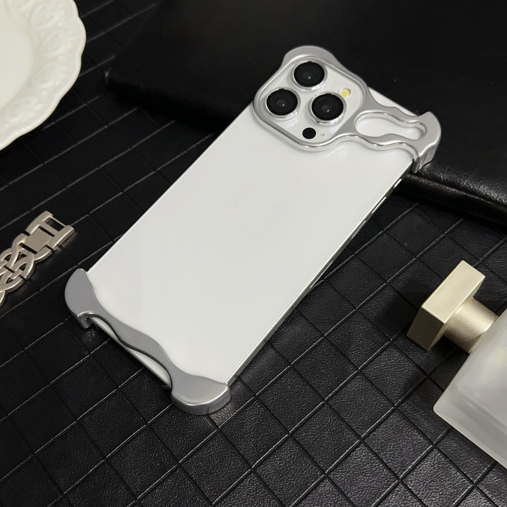 Ốp điện thoại di động chống va chạm bằng kim loại không đều cho iPhone 15 14 13 12 Pro Max 15 Plus Vỏ chống sốc bằng hợp kim nhôm trần có bảo vệ màng ống kính