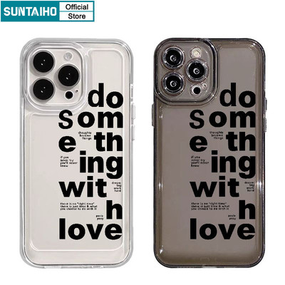 Suntaiho Thời Trang Đơn Giản Họa Tiết Tiếng Anh Ốp lưng Iphone 15 14 12 13 11 Pro Max IP 7 8 Plus Iphon X Xs XR Xs Max TPU Trong Suốt Vỏ Mềm Cao Cấp Chống Sốc Ốp Lưng