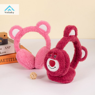 Velishy Lotso Sang Trọng Bịt Tai Mùa Đông Gấu Dâu Dễ Thương Làm Dày Ấm Tai Thể Thao Ngoài Trời Chống Gió Chống Lạnh Có Thể Điều Chỉnh Tai