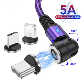 Uslion 540 xoay 5a cáp từ tính sạc nhanh micro usb loại c nam châm sạc dây cáp usb