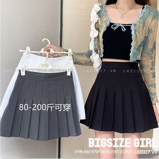 chân váy xếp ly nữ Bigsize chân váy tennis ngắn chữ a lưng cao cạp cao trơn mùa hè Phong cách Hàn Quốc Thời Trang tiểu thư cá tính xinh đẹp cho người mập béo