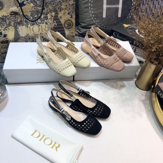 2024 Phong Cách Mới Đế Bằng Rỗng Ngón Chân Vuông Chữ Dây Sandal Nữ Nơ Dày Gót Cao Gót Nữ Dép