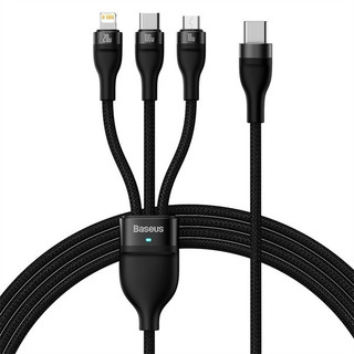 Cáp sạc nhanh 3 đầu baseus flash series ⅱ one-for-three fast charging cable type-c to m+l+c 100w cass030201
